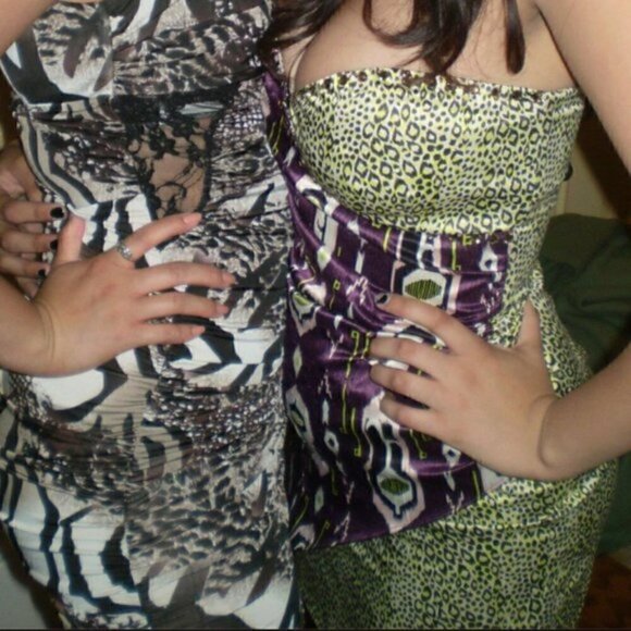 H&M Mini Dress 4 Aztec Tribal Cheetah Crossover Yellow Purple - Picture 4 of 13